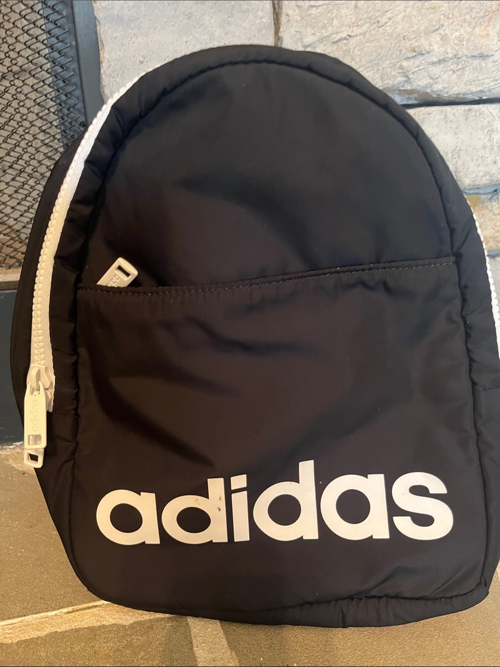 adidas Black Mini Backpack with White Logo